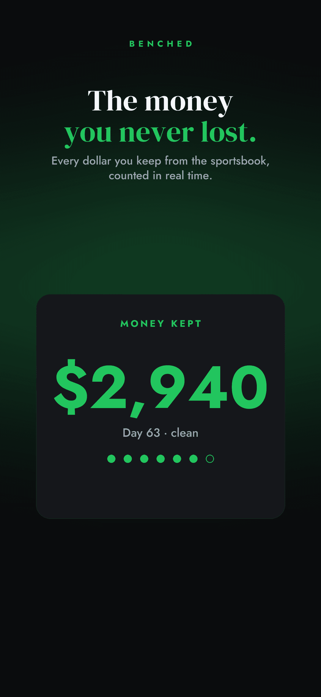 Benched money-saved tracker